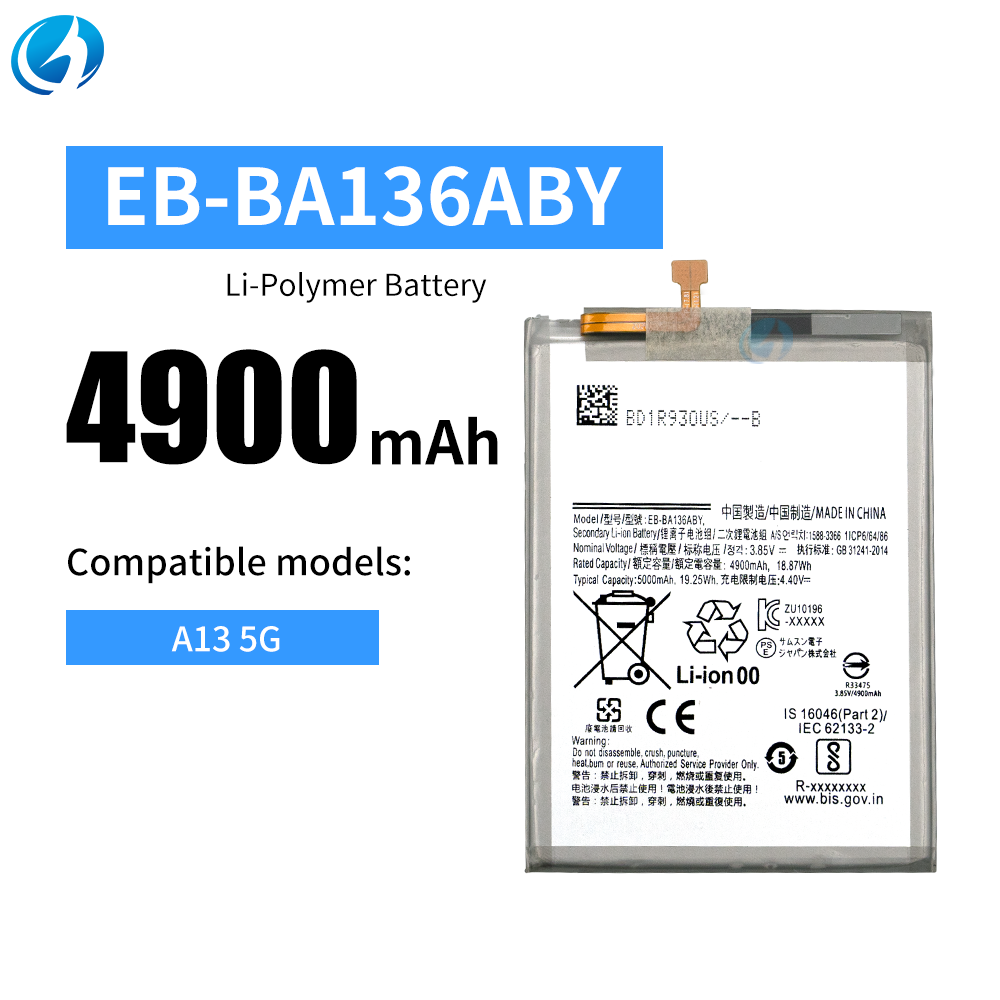 EB-BA136ABY 4900mah 100% New 0 Cycle Phone Battery for Samsung Galaxy A13 5G