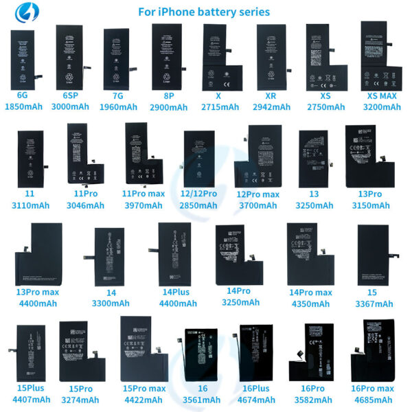 Factory OEM Mobile Phone Battery for iPhone 5 6G 6SP 7G 8P X Xs Xr XSmax 11 12 13Pro 14 15 16 16Plus 17 Pro Max All Series